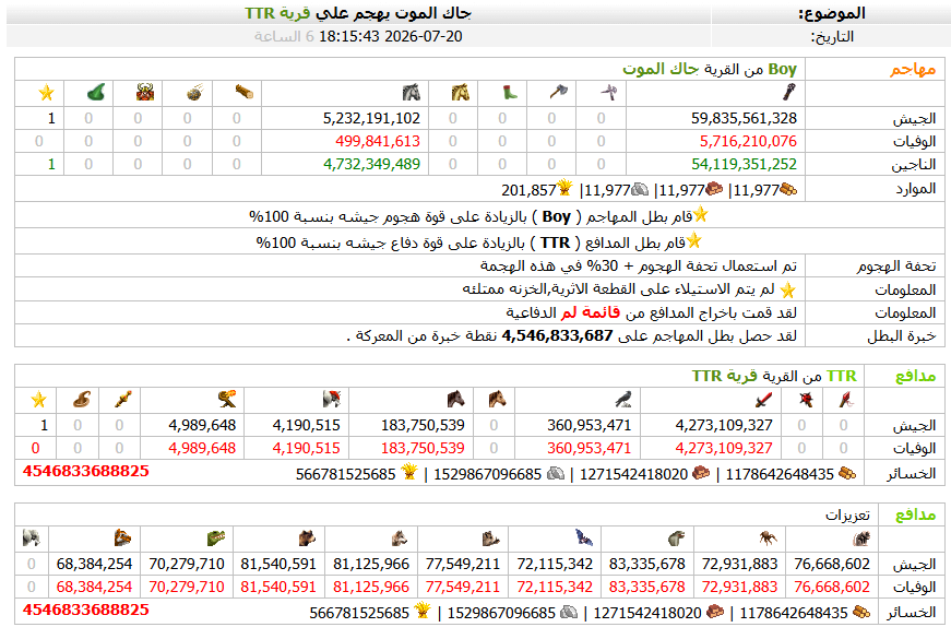 هجمات اسطورية الان في السيرفر الاول والعديد من العضويات يتم مسحها بدون رحمة